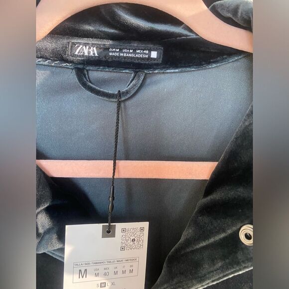 NWT Zara Velvet Jacket in Dark Gray Sz M - Picture 3 of 4
